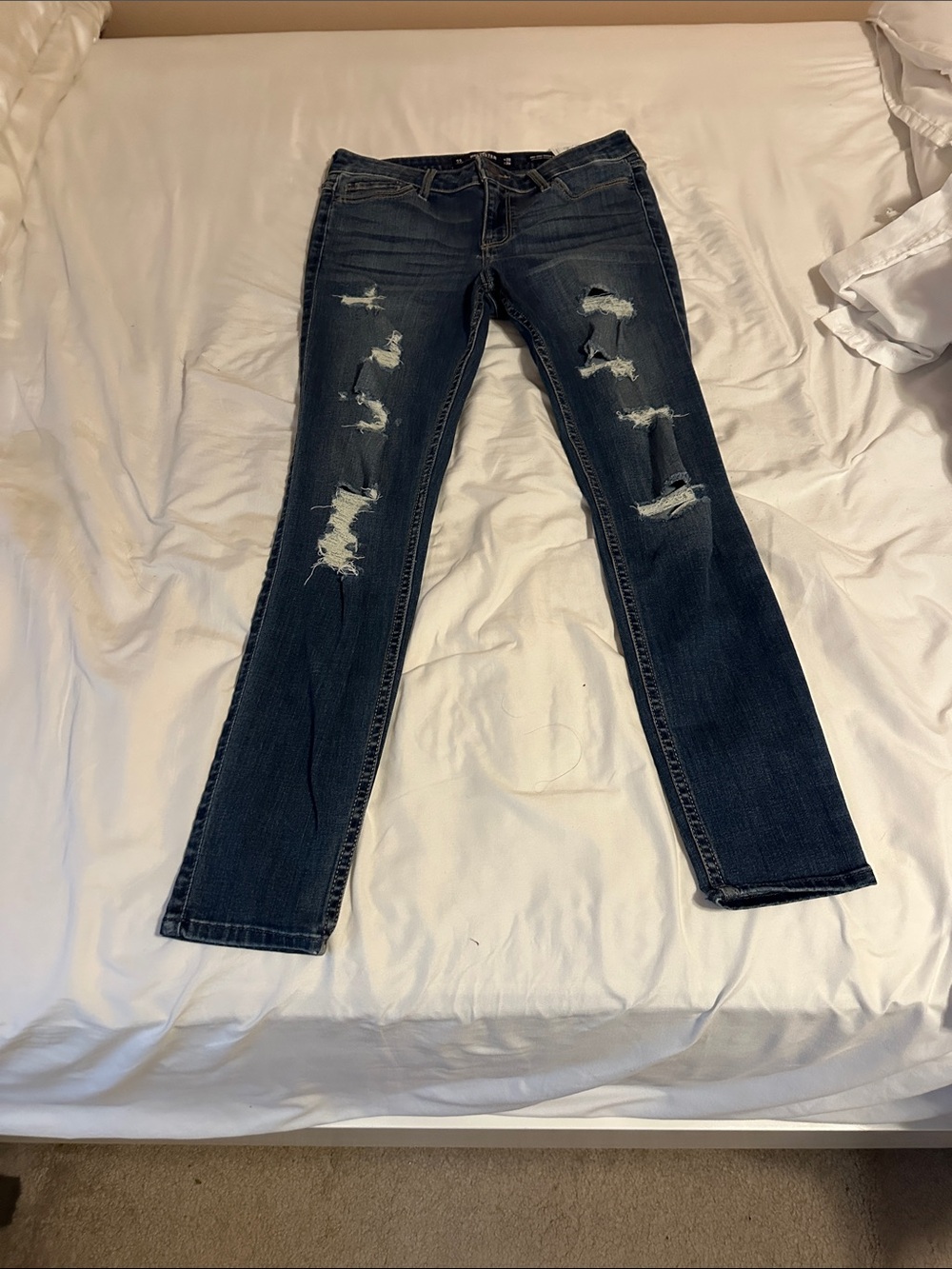 Hollister Dark Blue Distressed Skinny Jeans